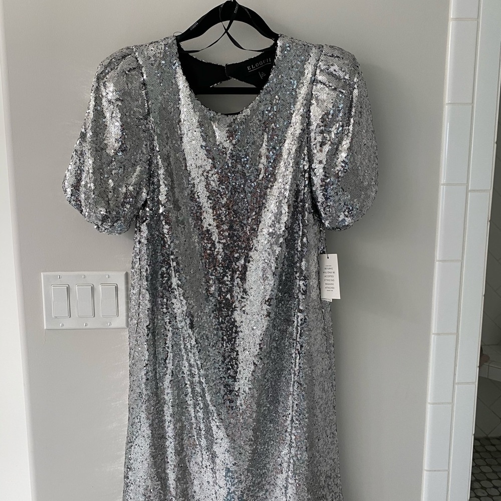 Puff Sleeve Sequin Party Dress